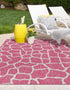 Unique Loom Outdoor Safari Collection Area Rug - Giraffe Design (2' x 3' Rectangle, Magenta/Ivory)