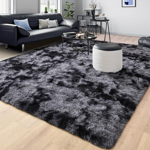 Tepook Soft Fluffy Area Rug, Modern Shaggy 3x5 Fuzzy Rug for Bedroom, Non-Slip Dark Grey Indoor Nursery Decor