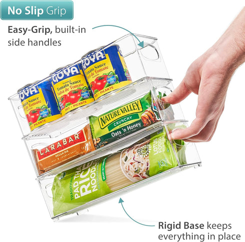 Sorbus Stackable Refrigerator Organizer Bins, Clear Storage Bins for Kitchen Pantry, Freezer & Fridge Organization, 4