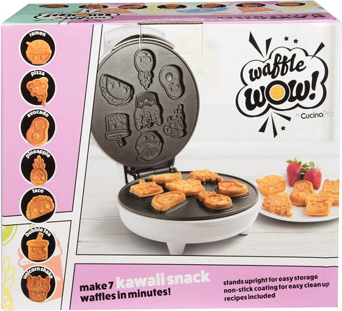 Fun Food Friends Mini Waffle Maker - 7 Kawaii Style Design Pancakes for Fun Breakfast or Kids Dessert Treats