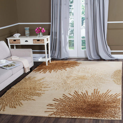 SAFAVIEH Soho Collection Accent Rug, 2' x 3', Dark Grey & Silver, Handmade Starburst Wool & Viscose for High Traffic