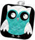 3D Rose Cute Turquoise Hounds Tooth Patterned Owl Pot Holder, 8" x 8"