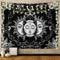 Ftuency Black and White Sun and Moon Tapestry, Mystic Burning Sun Wall Hanging Decor for Bedroom (59" W x 51" L)