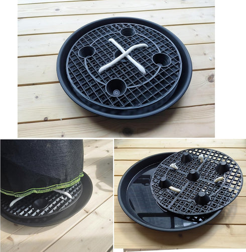 NIMYAU Stand,4-Pack 14 inch, Plastic Plant Saucer Elevated Plant Saucer Self-Watering Fabric Pot Base, Use Nonwoven