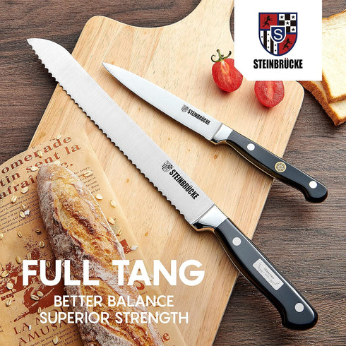 10 Inch Giovent Serrated Bread Knife - Ultra Sharp German Stainless Steel Forged Kitchen Knife for Homemade Bread