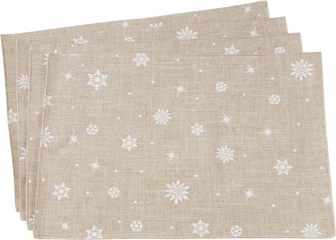 SARO LIFESTYLE 7352.N1319B Snowfall Collection Christmas Placemats with Snowflake Design, Set of 4, 13" x 19"