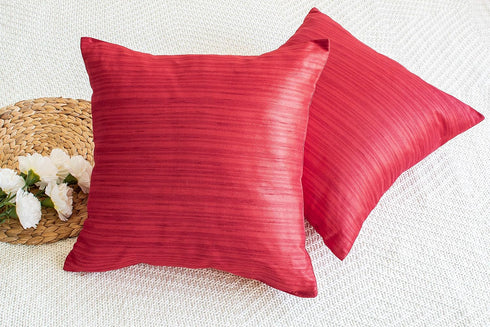 The White Petals Christmas Red Euro Pillow Covers, Faux Silk, 26x26 inch, Pack of 2