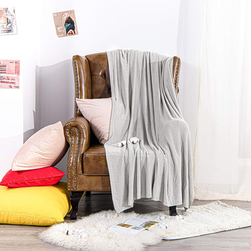 60x80 Inches NTBAY Cable Knit Cooling Bed Blanket, Soft and Breathable Oversized Twin Bed Blanket Made from Rayon