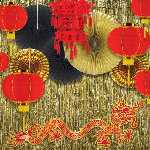 Beistle 10 Piece Black & Gold Decorative Fans for New Year’s Eve, Awards Night, Birthday Party Supplies