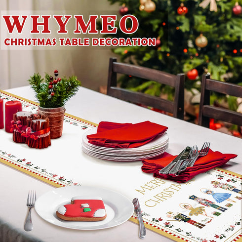 Christmas Table Runner Decoration, Buffalo Plaid Merry Christmas Nutcracker Table Runners for Dinning Table, Holiday