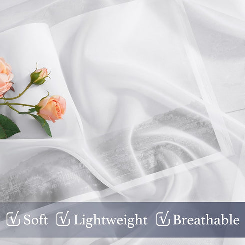 NICETOWN White Sheer Curtains, 63 inch Length for Bedroom, 2 Pieces, 60" W, Rod Pocket Translucent Voile