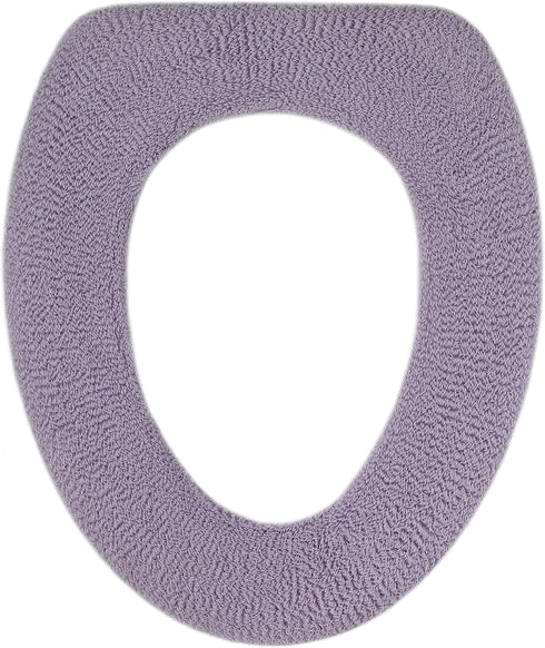 Soft Toilet Seat Cover - Plush, Thick Fabric Warmer for Round, Elongated 14x18" Toilet Seats - Light Lavender
