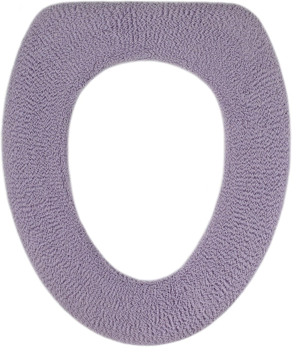 Soft Toilet Seat Cover - Plush, Thick Fabric Warmer for Round, Elongated 14x18" Toilet Seats - Light Lavender