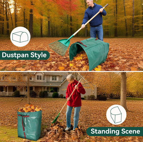 LZMYIVE 2 Pack 53 Reusable Garden Waste Bags, Dustpan-Type Yard leaves collector, Gallon Collapsible Lawn Leaf Bag