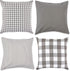 DII Decorative Square Throw Pillow Cover Collection, Cotton, Machine Washable, 18x18, Gray Assorted, 4 Piece