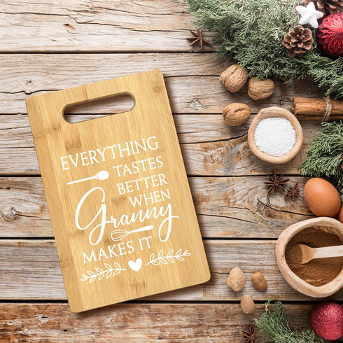 Granny Gifts, Everything Tastes Better When Granny Makes It Grandma Gift Bamboo Cutting Board Kitchen Decor, Gifts For Granny, Granny Gifts Gift For Granny Christmas Birthday Mother Day by FONDCANYON