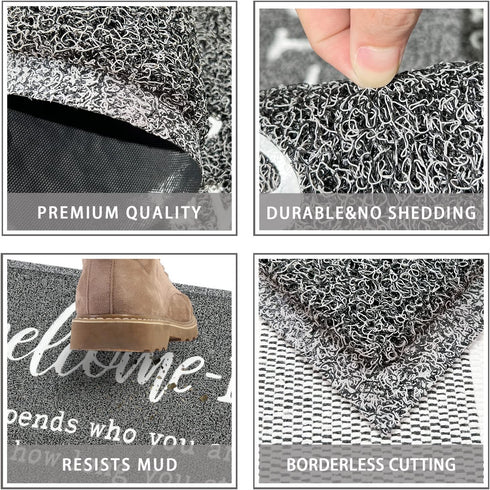 Welcome Mats for Front Door, "Ish Depends Who You Are" Doormat, Anti-Slip Rubber Mat for Indoor & Outdoor