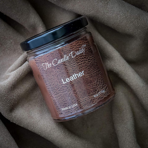 Leather Candle, 6 oz Jar Candle, Up to 40 Hour Burn Time