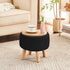 Poofzy Small Ottoman with Storage, Small Foot Stool Ottoman with Wood Legs, Sherpa Foot Rest for Couch, Living Room