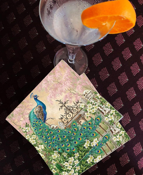 20-ct 13x13 Peacock Napkins for Valentine's, Dinner, Wedding, Shower, Birthday Party - Decorative Paper Design