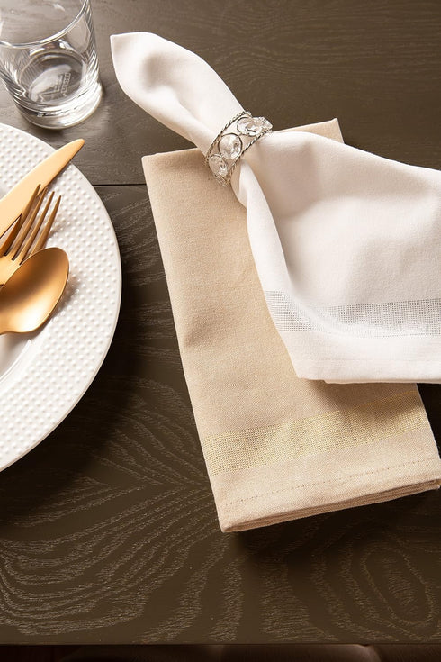 DII Holiday Dining Table Linen Napkin Set - Sparkle Metallic Kitchen Décor, 20x20, Gold Metallic Stripe, 6 Piece