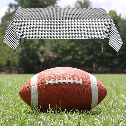 Havercamp Houndstooth Table Cover (54" x 108"), Water and Tear Resistant, Black and White Paper Cover