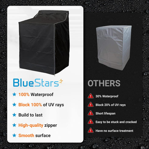 BlueStars 2PCS Premium Washing Machine Covers for Top-load Outdoor Protection W29”x D28”x H43” (Black)