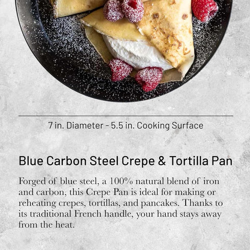 De Buyer Blue Carbon Steel Crepe & Tortilla Pan, 7” Diameter, Made in France
