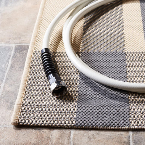 SAFAVIEH Courtyard Collection Accent Rug 2' x 3'7", Grey & Bone, Indoor/Outdoor Washable for High Traffic Areas