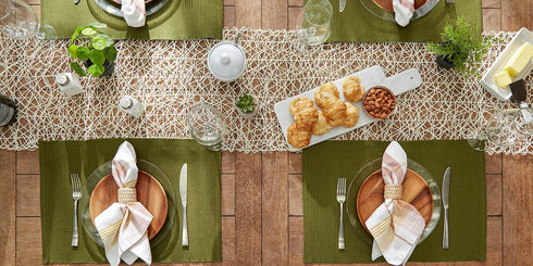 DII 100% Cotton Basic Everyday Ribbed Placemat Set, 13x19, Sage, 6 Piece