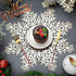 Set 15 Inch Kitchen(Gold,24 Snowflake Placemat Pressed Vinyl Metallic Christmas Washable Heat Resistant Non Slip