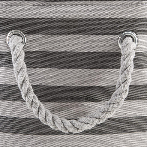 Bone Dry Pet Storage Collection Large Round Bin with Striped Paw Patch, Gray
