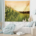 Lunarable Country Tapestry, Cornfield Farmland Landscape Scenics, Fabric Wall Hanging Decor, 45" X 30", Peach Lime Green