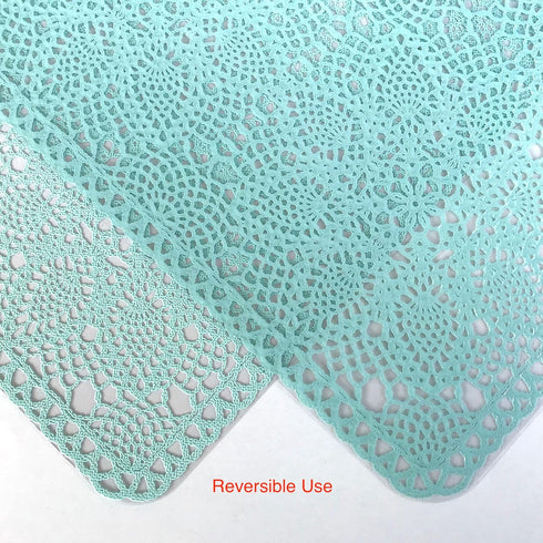 CAIT CHAPMAN HOME COLLECTION Solid Rigid Lace Vinyl Placemats, Blue Turquoise, Set of 4
