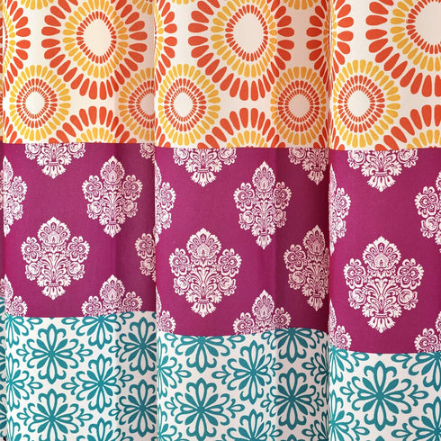 Lush Decor Bohemian Stripe Shower Curtain, 72" W x 72" L, Fuchsia & Orange, Striped Fabric Shower Curtain