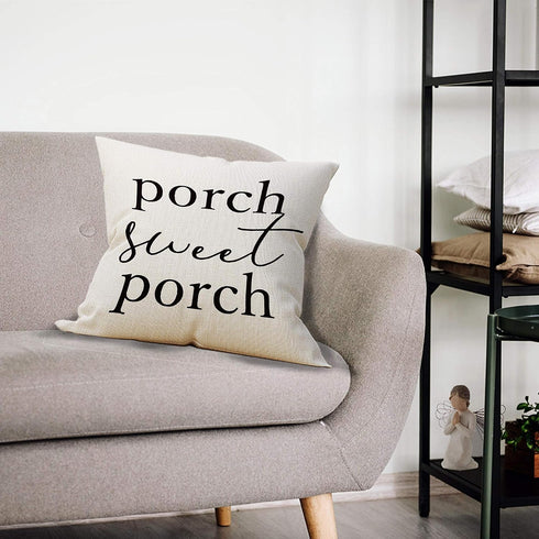 Mancheng-zi Porch Throw Pillows, 18x18 Farmhouse Porch Decor, Outdoor Pillow Covers, White