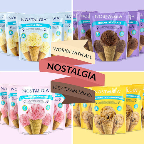 Nostalgia Electric Ice Cream Maker - 1.5 Quart Old Fashioned Soft Serve Machine for Frozen Yogurt or Gelato - Tan