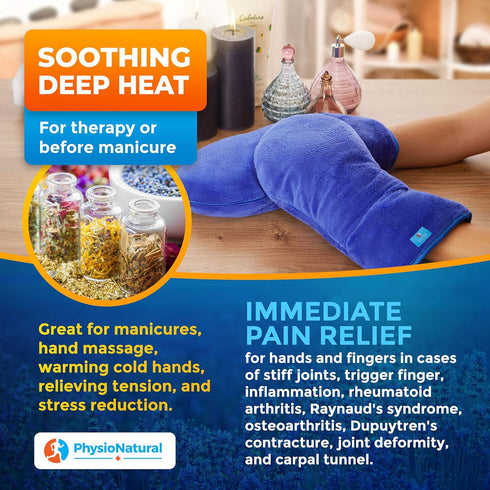 Microwave Safe Therapy Mittens with Flax Seeds for Moist Heat Therapy Relief for Hands, Stiff Joints, Inflammation