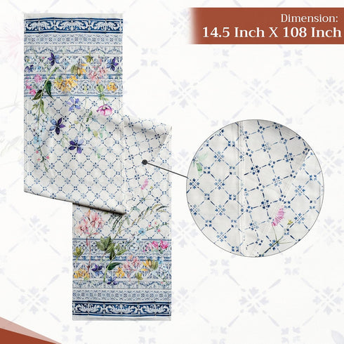 Maison d' Hermine 100% Cotton Table Runner, 108 inches Long, Double Layer Decorative for Home Kitchen Dining (Faience,