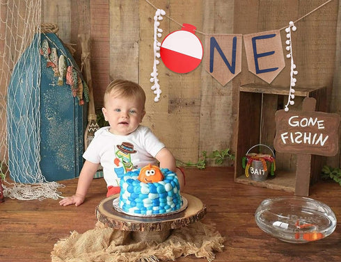 Ofishally One First Birthday Burlap Highchair Banner - The Big One Party Decoration for Fishing Themed Decorations