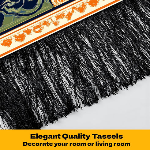 2 13"x51", BVBOX PCS Vertical Floral Tapestry Ottoman Aesthetic Long Vertical Wall Hanging Black Tassel Tapestries Home