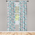 Lunarable Panda Window Curtains, 2-Panel Set with Portraits of Chinese Bears on Sketch Flowers, 28" x 63", Blue Grey