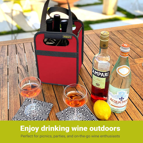 4 Meori Collapsible Drink Tote Bag, Bottle Bag, Tear-Resistant Reusable Drink Carrier, Foldable Portable Carrier, Gift
