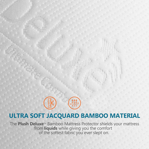 PlushDeluxe Premium Bamboo Mattress Protector, Twin XL Size Waterproof & Ultra Soft Breathable Washable Bed Cover -