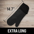 HOMWE Extra Long Professional Silicone Oven Mitt, Oven Mitts with Quilted Liner, Heat Resistant Pot Holders, Flexible Oven Gloves, Black, 1 Pair, 14.7 Inch by HOMWE