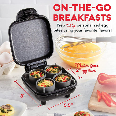 DASH Deluxe Egg Bite Maker with Silicone Molds, Keto & Paleo Friendly, (1 large, 4 mini) - Black for Breakfast