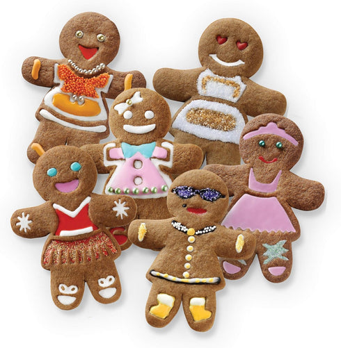 Tovolo Gingerbread Girls Templates Reverse, Set of 6 Cookie Stamps with Cutter, Dishwasher Safe