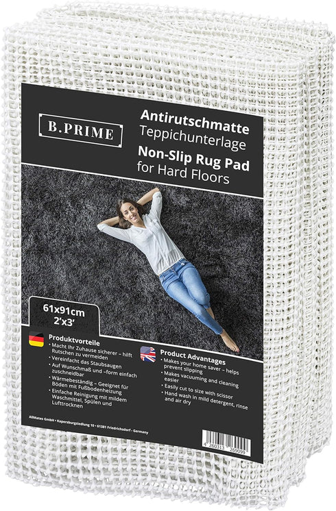 B.PRIME Non-Slip Rug Underlay Pad, 2x3-Feet for Hard Floors, Available in Different Size Options