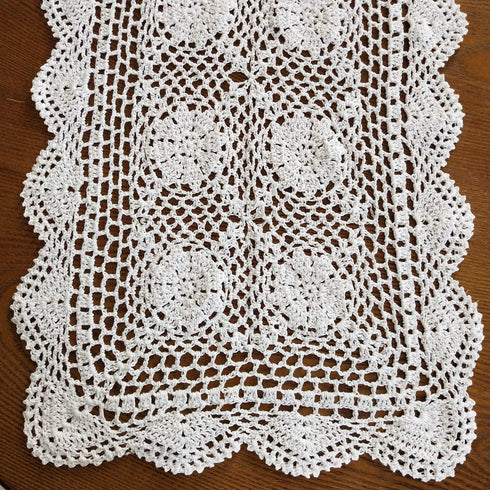 2pcs, 15X27inches,Hand USTIDE Crochet Lace Table Runner White Crochet Table Doilies Table Topper for End Table