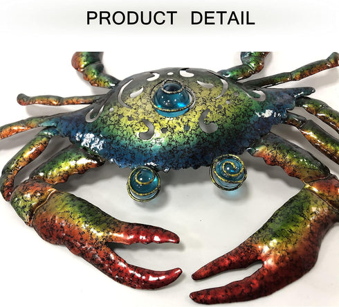 Set 3, 10 inch BVLFOOK Crab Wall Art, Coastal Ocean Valentine Decor - Beach Themed Decoration for Bathroom Bedroom
